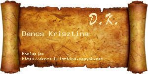 Dencs Krisztina névjegykártya